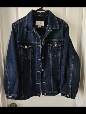 Eddie Bauer Dark Denim Jacket with Ivory Label